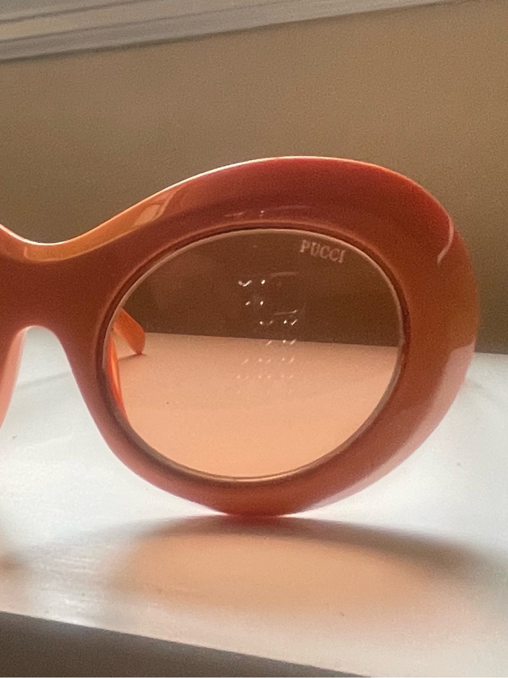 Emilio Pucci Bold Retro Round Sunglasses in Orange - Picture 8 of 8